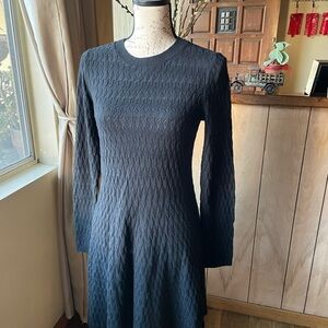 GAP Black Knit Textured Long Sleeve Dress